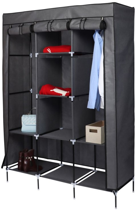 GARDEROBA TEKSTYLNA 127x45x172 cm CIEMNOSZARA GARDEROBA TEKSTYLNA 127x45x172 cm CIEMNOSZARA