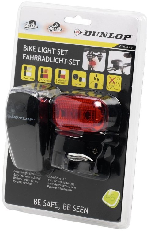 ZESTAW LAMP ROWEROWYCH LED PRZÓD + TYŁ DUNLOP ZESTAW LAMP ROWEROWYCH LED PRZÓD + TYŁ DUNLOP