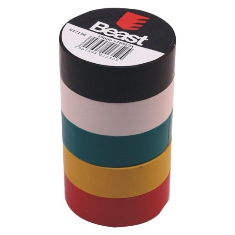 TAŚMA IZOLACYJNA KOLOROWA 19mm x 10m 5 sztuk TAŚMA IZOLACYJNA KOLOROWA 19mm x 10m 5 sztuk