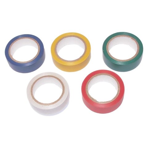 TAŚMA IZOLACYJNA KOLOROWA 19mm x 10m 5 sztuk TAŚMA IZOLACYJNA KOLOROWA 19mm x 10m 5 sztuk