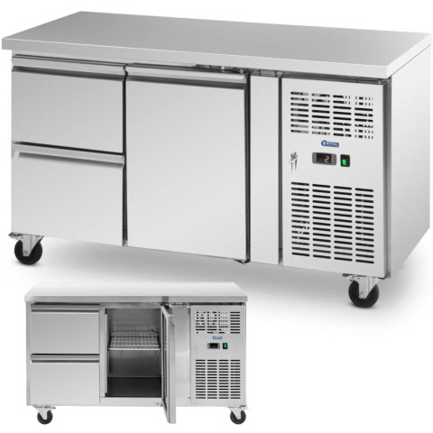Stół chłodniczy gastronomiczny na kółkach 1 komora 2 szuflady 280 l 70x136x85 cm Stół chłodniczy gastronomiczny na kółkach 1 komora 2 szuflady 280 l 70x136x85 cm