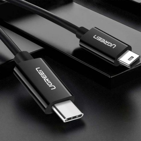 Kabel przewód USB-C - miniUSB 480Mbps 1m czarny Kabel przewód USB-C - miniUSB 480Mbps 1m czarny