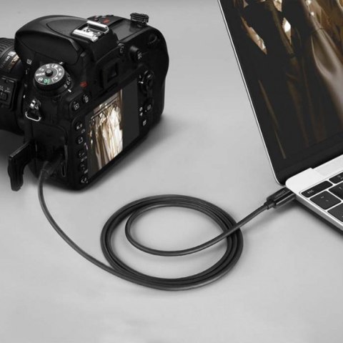 Kabel przewód USB-C - miniUSB 480Mbps 1m czarny Kabel przewód USB-C - miniUSB 480Mbps 1m czarny