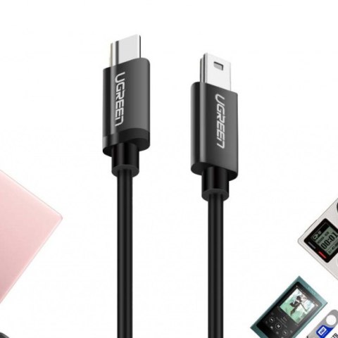 Kabel przewód USB-C - miniUSB 480Mbps 1m czarny Kabel przewód USB-C - miniUSB 480Mbps 1m czarny