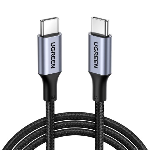 Kabel przewód USB-C w oplocie 5A 480Mb/s 0.5m czarno szary Kabel przewód USB-C w oplocie 5A 480Mb/s 0.5m czarno szary