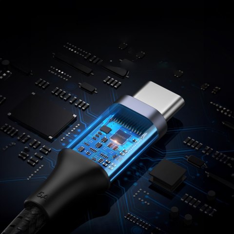Kabel przewód USB-C w oplocie 5A 480Mb/s 0.5m czarno szary Kabel przewód USB-C w oplocie 5A 480Mb/s 0.5m czarno szary