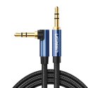 Kabel przewód kątowy audio 2x mini jack 3.5mm 0.5m niebieski