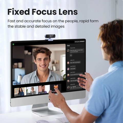 Kamera internetowa Full HD z mikrofonami do nagrań Video USB-A - szara Kamera internetowa Full HD z mikrofonami do nagrań Video USB-A - szara
