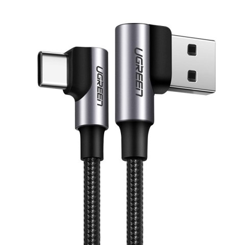 Kątowy kabel przewód w oplocie USB - USB-C Quick Charge 3.0 2m szary Kątowy kabel przewód w oplocie USB - USB-C Quick Charge 3.0 2m szary