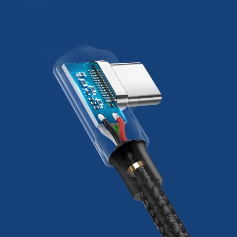 Kątowy kabel przewód w oplocie USB - USB-C Quick Charge 3.0 2m szary Kątowy kabel przewód w oplocie USB - USB-C Quick Charge 3.0 2m szary