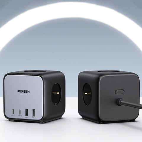 Ładowarka listwa zasilająca AC 240V GaN 2x USB-C 2x USB-A 3x AC 240V - czarna Ładowarka listwa zasilająca AC 240V GaN 2x USB-C 2x USB-A 3x AC 240V - czarna