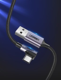 Przewód kabel kątowy boczna wtyczka USB - USB-C 1m 3A szary
