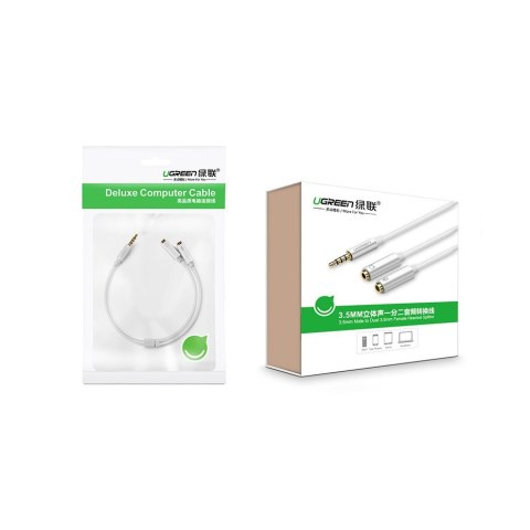 Rozdzielacz słuchawkowy 3.5mm mini jack AUX + mikrofon stereo 20cm srebrny Rozdzielacz słuchawkowy 3.5mm mini jack AUX + mikrofon stereo 20cm srebrny