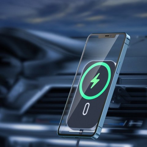 Samochodowy uchwyt magnetyczny + indukcyjna ładowarka Qi 15W czarny Samochodowy uchwyt magnetyczny + indukcyjna ładowarka Qi 15W czarny