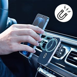 Samochodowy uchwyt magnetyczny + indukcyjna ładowarka Qi 15W czarny Samochodowy uchwyt magnetyczny + indukcyjna ładowarka Qi 15W czarny