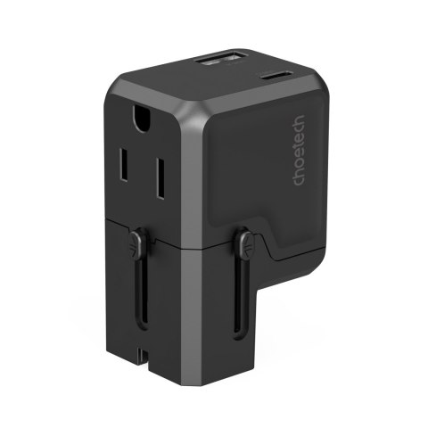 Uniwersalna ładowarka podróżna USB-C USB-A PD 20W wtyczki USA EU UK AU czarna Uniwersalna ładowarka podróżna USB-C USB-A PD 20W wtyczki USA EU UK AU czarna