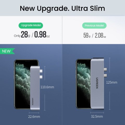 Wielofunkcyjny HUB port do MacBook Pro / Air 2x USB-C na USB-C HDMI 3x USB 3.0 - szary Wielofunkcyjny HUB port do MacBook Pro / Air 2x USB-C na USB-C HDMI 3x USB 3.0 - szary