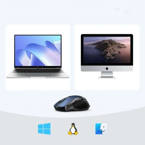 Precyzyjna mysz bezprzewodowa USB 2.4GHz Bluetooth 5.0 optyczna 4000 DPI niebieska Precyzyjna mysz bezprzewodowa USB 2.4GHz Bluetooth 5.0 optyczna 4000 DPI niebieska
