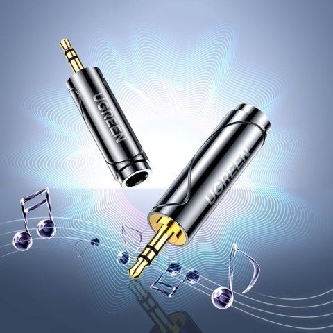 Adapter przejściówka audio 3.5mm (męski) na 6,35mm mini jack (żeński) szary Adapter przejściówka audio 3.5mm (męski) na 6,35mm mini jack (żeński) szary
