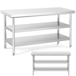 Stół blat roboczy stalowy nierdzewny z 2 półkami 150x70cm