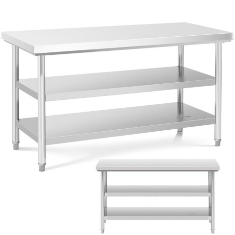 Stół blat roboczy stalowy nierdzewny z 2 półkami 150x70cm Stół blat roboczy stalowy nierdzewny z 2 półkami 150x70cm