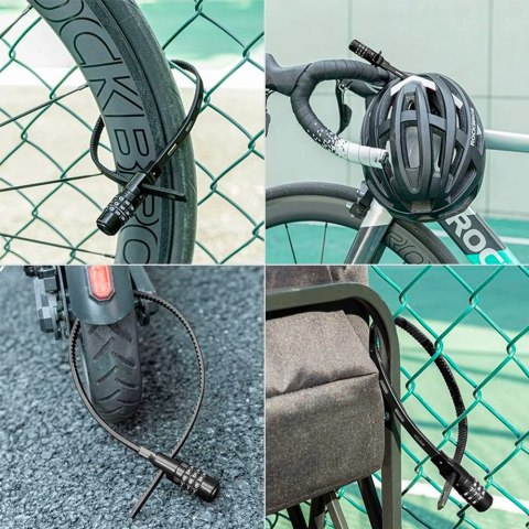 Zapięcie rowerowe na kask rowerowy zamek na szyfr 0.5m - czarne Zapięcie rowerowe na kask rowerowy zamek na szyfr 0.5m - czarne