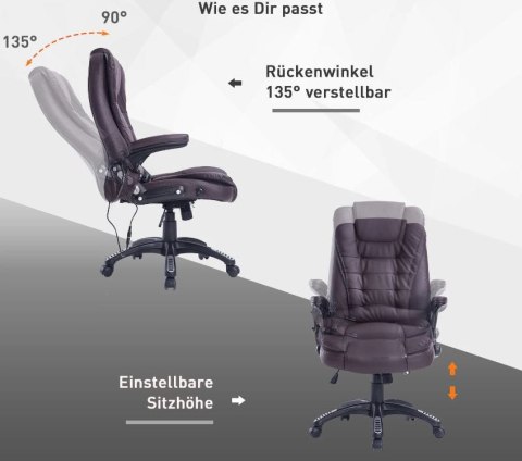 Fotel biurowy skóra eko z masażem brązowy Fotel biurowy skóra eko z masażem brązowy