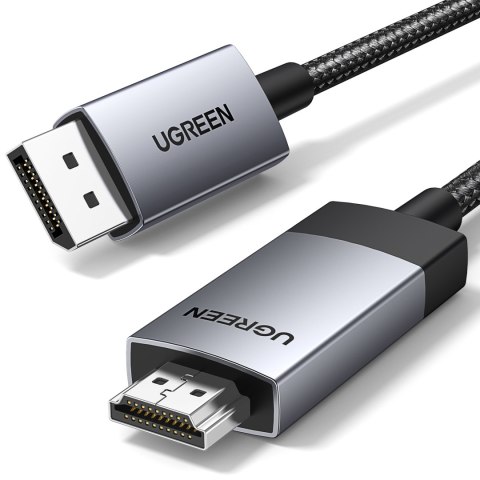 Kabel przewód DisplayPort - HDMI 4K 60Hz w oplocie 2m szary Kabel przewód DisplayPort - HDMI 4K 60Hz w oplocie 2m szary