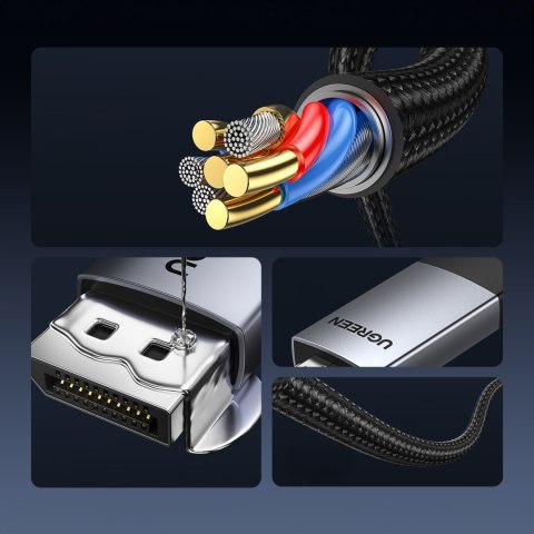 Kabel przewód DisplayPort - HDMI 4K 60Hz w oplocie 2m szary Kabel przewód DisplayPort - HDMI 4K 60Hz w oplocie 2m szary