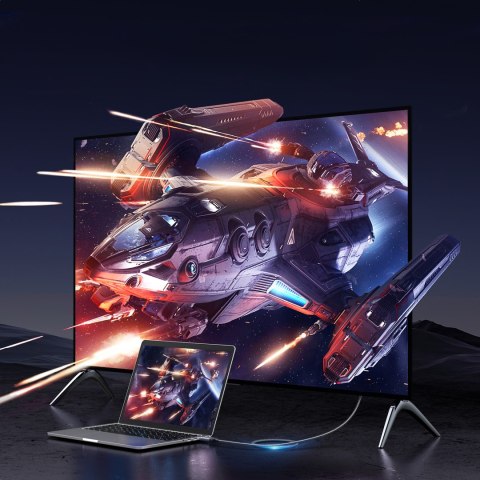 Kabel przewód DisplayPort - HDMI 4K 60Hz w oplocie 2m szary Kabel przewód DisplayPort - HDMI 4K 60Hz w oplocie 2m szary