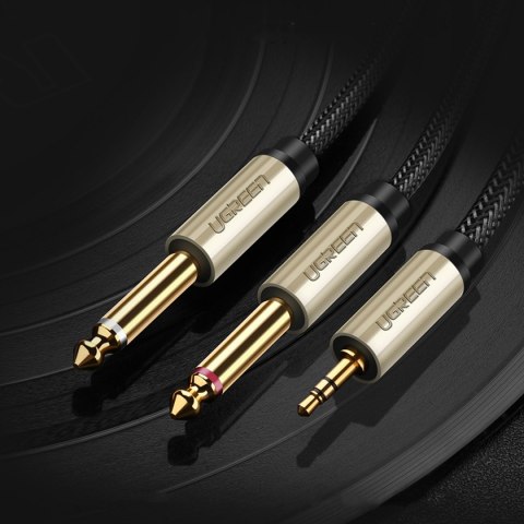 Kabel przewód audio mini jack 3.5 mm - 2 x jack 6.35mm 2m szary Kabel przewód audio mini jack 3.5 mm - 2 x jack 6.35mm 2m szary