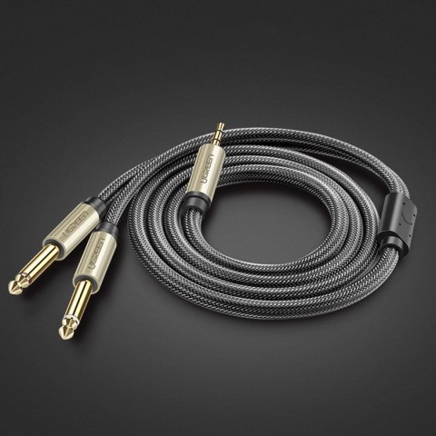 Kabel przewód audio mini jack 3.5 mm - 2 x jack 6.35mm 2m szary Kabel przewód audio mini jack 3.5 mm - 2 x jack 6.35mm 2m szary