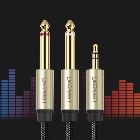 Kabel przewód audio mini jack 3.5 mm - 2 x jack 6.35mm 2m szary Kabel przewód audio mini jack 3.5 mm - 2 x jack 6.35mm 2m szary
