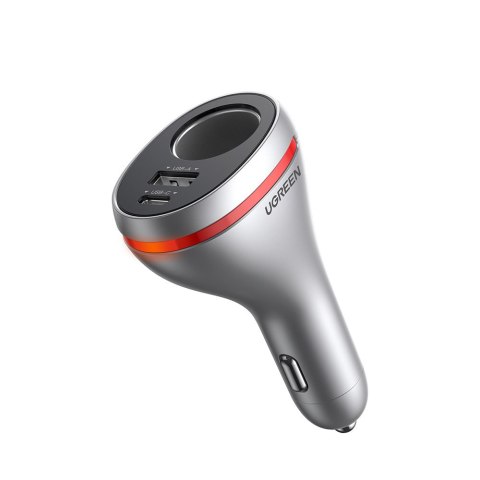 Ładowarka samochodowa USB-C / USB + gniazdo zapalniczki 12V - srebrny Ładowarka samochodowa USB-C / USB + gniazdo zapalniczki 12V - srebrny