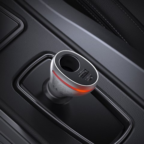 Ładowarka samochodowa USB-C / USB + gniazdo zapalniczki 12V - srebrny Ładowarka samochodowa USB-C / USB + gniazdo zapalniczki 12V - srebrny