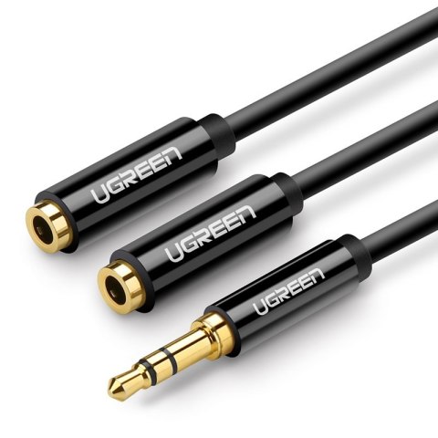 Rozdzielacz kabla słuchawkowego 2x AUX 3.5mm mini jack 25cm czarny Rozdzielacz kabla słuchawkowego 2x AUX 3.5mm mini jack 25cm czarny