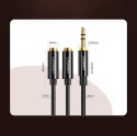 Rozdzielacz kabla słuchawkowego 2x AUX 3.5mm mini jack 25cm czarny