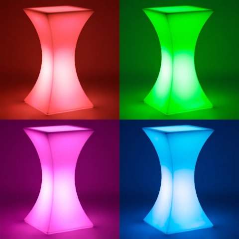 Stolik barowy klubowy kwadratowy podświetlany RGBW LED 60 x 60 x 110 cm Stolik barowy klubowy kwadratowy podświetlany RGBW LED 60 x 60 x 110 cm