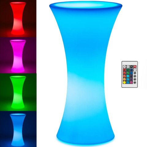 Stolik barowy klubowy podświetlany na baterie RGBW LED śr. 58 x 110 cm - biały okrągły Stolik barowy klubowy podświetlany na baterie RGBW LED śr. 58 x 110 cm - biały okrągły