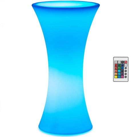 Stolik barowy klubowy podświetlany na baterie RGBW LED śr. 58 x 110 cm - biały okrągły Stolik barowy klubowy podświetlany na baterie RGBW LED śr. 58 x 110 cm - biały okrągły