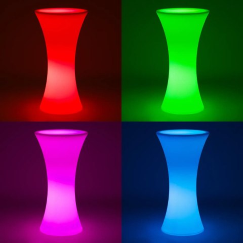 Stolik barowy klubowy podświetlany na baterie RGBW LED śr. 58 x 110 cm - biały okrągły Stolik barowy klubowy podświetlany na baterie RGBW LED śr. 58 x 110 cm - biały okrągły