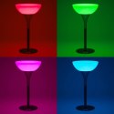 Stolik barowy klubowy podświetlany na baterie RGBW LED śr. 60 x 107 cm - biały okrągły