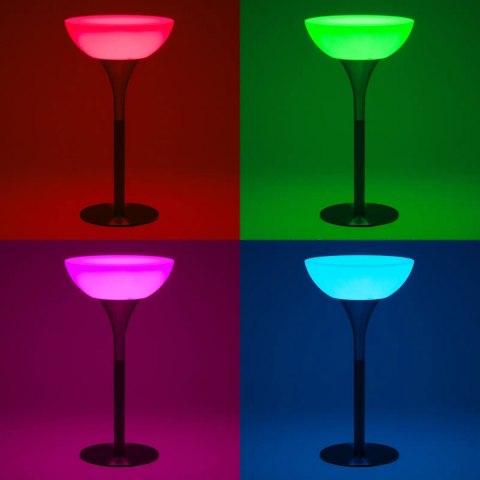 Stolik barowy klubowy podświetlany na baterie RGBW LED śr. 60 x 107 cm - biały okrągły Stolik barowy klubowy podświetlany na baterie RGBW LED śr. 60 x 107 cm - biały okrągły
