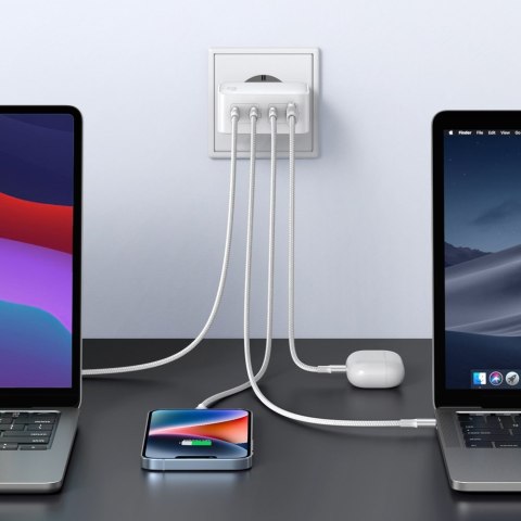 Szybka ładowarka GaN 3x USB-C USB 100W PPS PD Power Delivery biała Szybka ładowarka GaN 3x USB-C USB 100W PPS PD Power Delivery biała