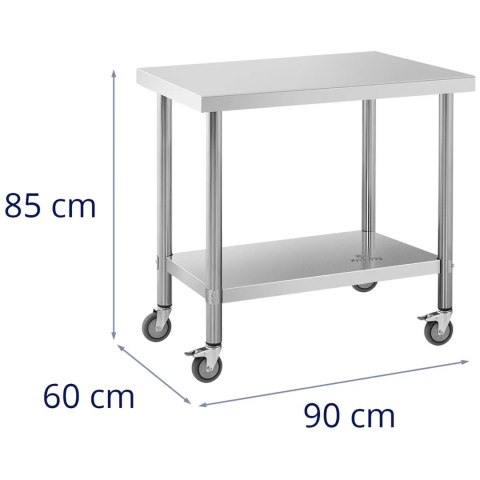 Stół blat roboczy na kółkach 2 poziomy 60 x 90 cm STAL do 145 kg Stół blat roboczy na kółkach 2 poziomy 60 x 90 cm STAL do 145 kg