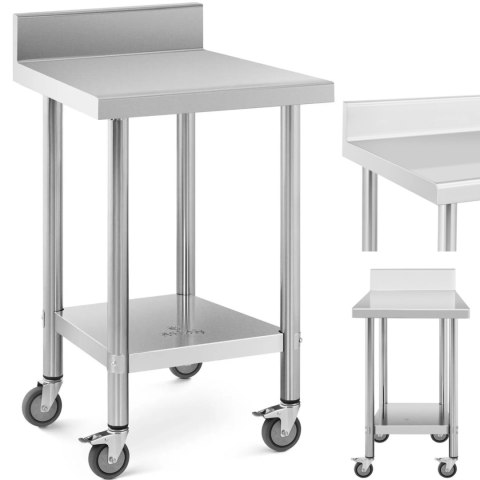 Stół blat roboczy na kółkach z rantem 2 poziomy 60 x 60 cm STAL do 120 kg Stół blat roboczy na kółkach z rantem 2 poziomy 60 x 60 cm STAL do 120 kg