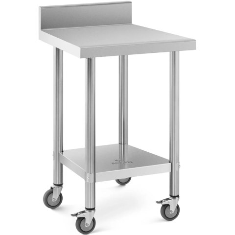Stół blat roboczy na kółkach z rantem 2 poziomy 60 x 60 cm STAL do 120 kg Stół blat roboczy na kółkach z rantem 2 poziomy 60 x 60 cm STAL do 120 kg