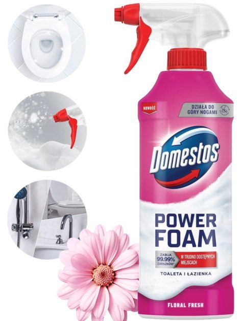 Domestos Power Foam Piana Do Mycia Toalety i Łazienki Floral Fresh 435ml Domestos Power Foam Piana Do Mycia Toalety i Łazienki Floral Fresh 435ml
