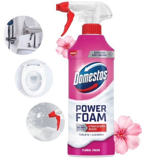 Domestos Power Foam Piana Do Mycia Toalety i Łazienki Floral Fresh 435ml Domestos Power Foam Piana Do Mycia Toalety i Łazienki Floral Fresh 435ml