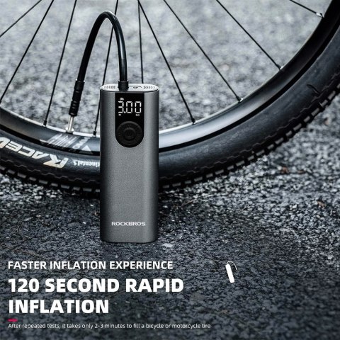 Elektryczna pompka rower motor auto piłka 10 bar z wyświetlaczem LED + kabel USB-C czarna Elektryczna pompka rower motor auto piłka 10 bar z wyświetlaczem LED + kabel USB-C czarna